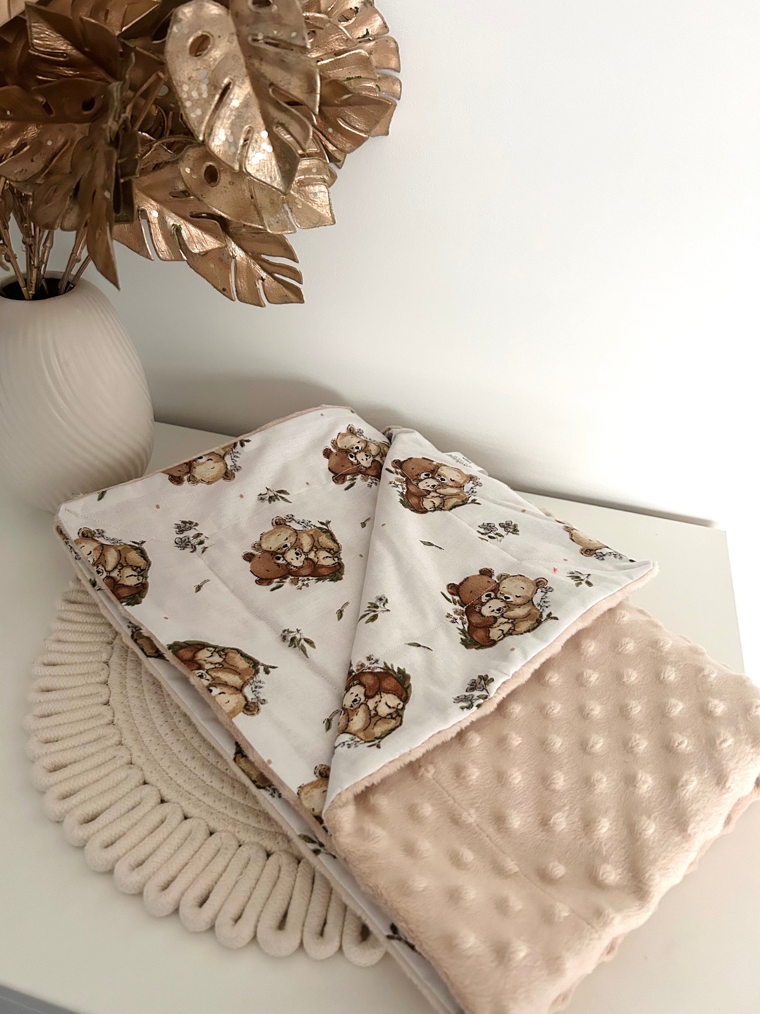 Minky / medvilnės pledas "meškučiai"